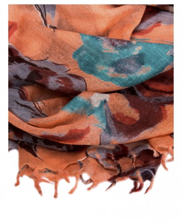 Палантин Женский W40-GRANDE.FLEUR/CORAL